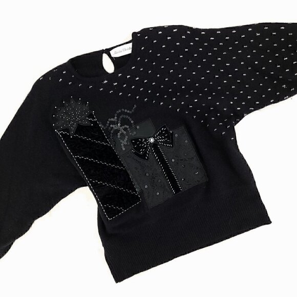 Marisa Christina Women's M Decorative Embellished Bling Lambswool Sweater - Picture 6 of 16